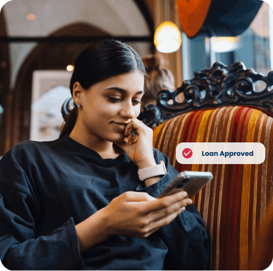 Woman checking her approved BharatLoan personal loan of 20000